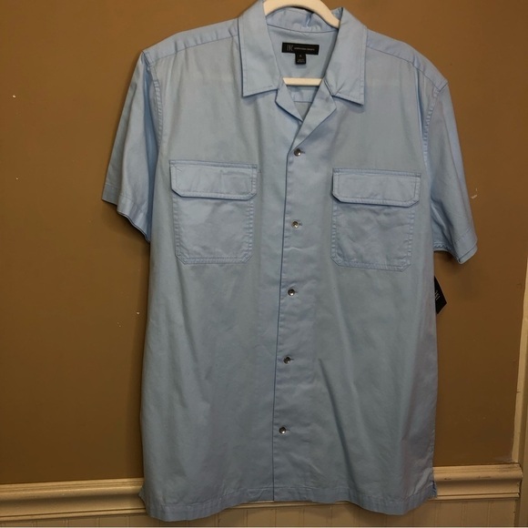 INC International Concepts Light Blue Button Front Shirt Size XL NWT - Picture 1 of 6